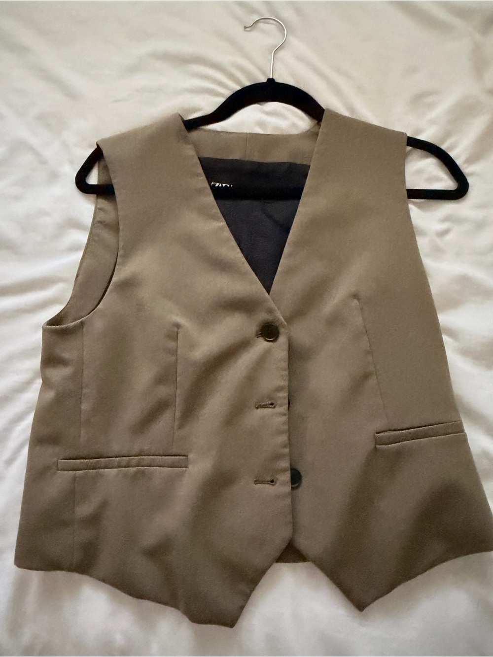 Zara Olive Green Sleeveless Button Vest
